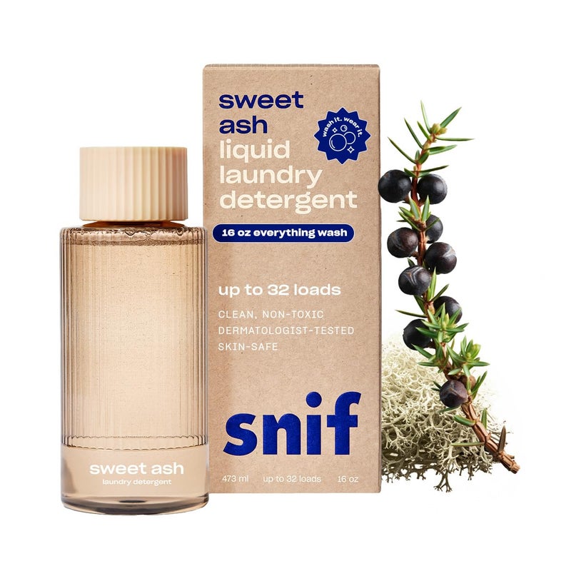 Snif Sweet Ash Laundry Detergent, Low Key Sweet and Earthy Scent, 32 Loads, Non-Irritating to Skin, Clean, Non-Toxic, Vegan, Cruelty Free, 16oz - Image 1